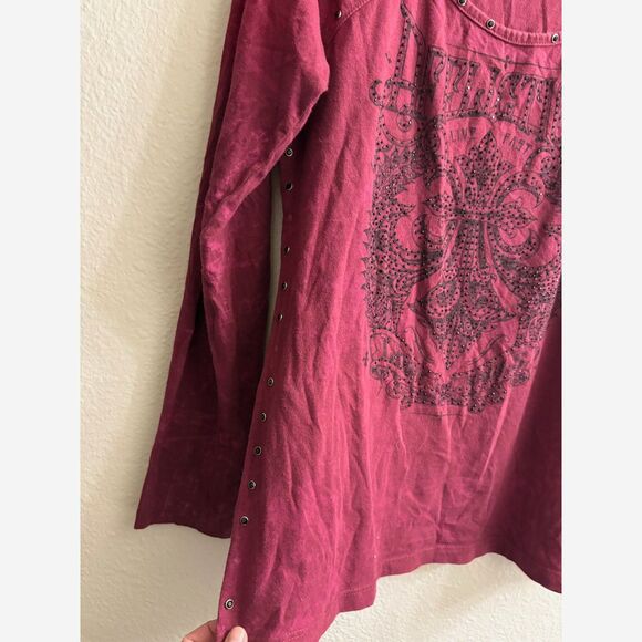 Women's Buckle Affliction Long Sleeve Studded Top Size XL - Picture 4 of 7